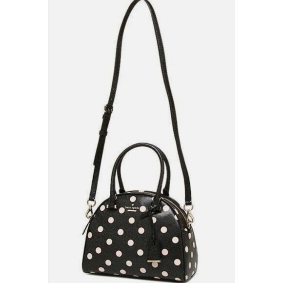 Kate Spade New York Black & Light Pink Polka Dot Leather Crossbody Bag - Picture 1 of 8